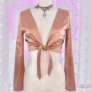 Copper Tie Front Crop Top